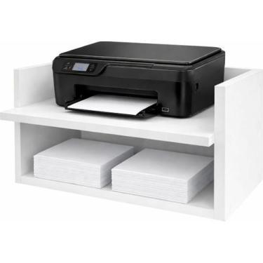 Imagem de Suporte Para Impressora e Papel Sulfite Prateleira Suspensa Mdf Branco