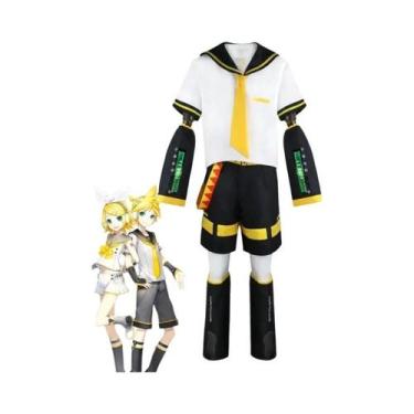 Imagem de Fantasia De Cosplay Vocaloid Rin Len Amarela, Uniforme De Marinheiro P
