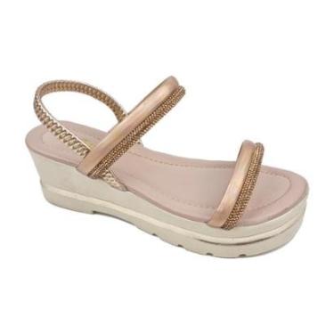 Imagem de Sandália Casual de Tiras e Salto Anabela Menina Doce Menina Cobre 34-Feminino