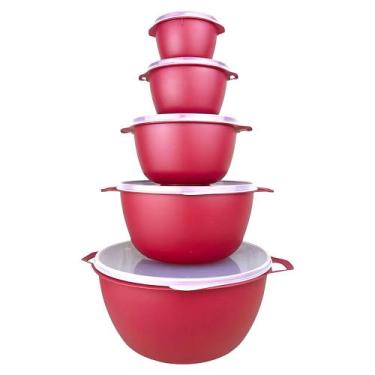 Imagem de Conjunto de Bowls Vermelho com Tampa 6L 2,8L 1,1L 500ml 250ml - COML B
