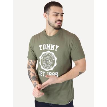 Imagem de Camiseta Tommy Jeans Masculina Oversized Varsity Badge Verde Militar-Masculino