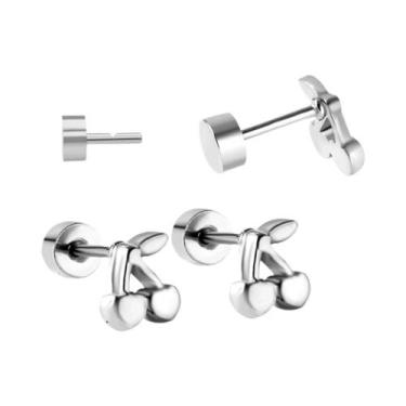 Imagem de Brincos De Aço Inoxidável Mini, Fofos, Com Formato De Coração, Borbole