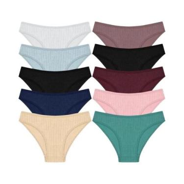 Imagem de Calcinhas De Algodão Femininas, 10 Peças, Respiráveis, Confortáveis, L