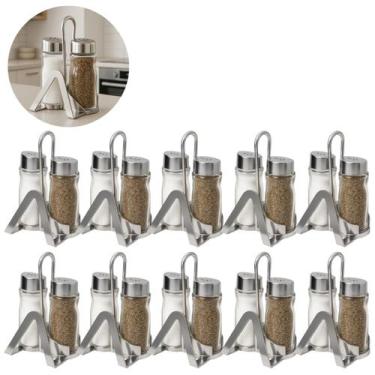 Imagem de 10 Galheteiros Porta Azeite Sal 2 Pçs Suporte P/ Guardanapo - Alianca