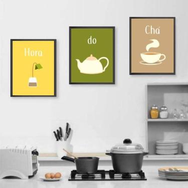Imagem de Kit 3 Quadros Decorativos Hora do Chá
