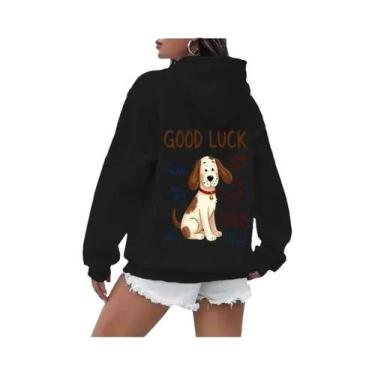 Imagem de Moletom Feminino Y2K Casual De Rua Com Capuz, Manga Longa E Bolso Cang