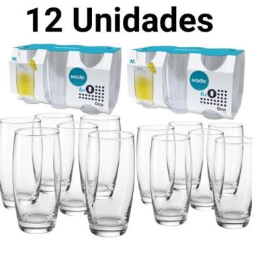 Imagem de Combo 12 Copos de Vidro Nadir Oca 300ml Incolor Empilhável Embalagem P