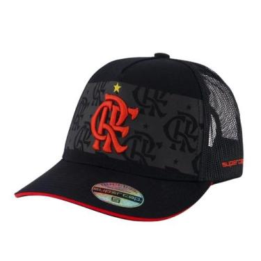 Imagem de Boné Supercap Flamengo Trucker Bordado, Preto