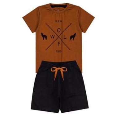 Imagem de Conjunto Infantil Menino Verão Lobo Símbolos Kangulu-Masculino