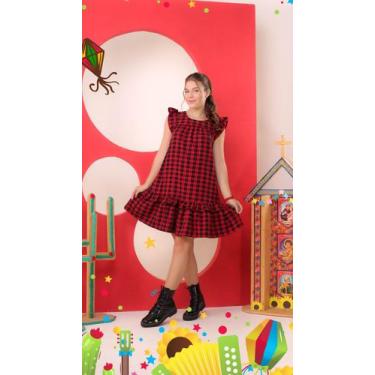 Imagem de Vestido Infantil Xadrez Grande Preto Com Vermelho - Se Tu Benção, Xadr