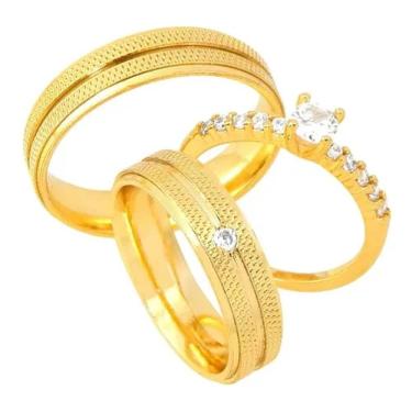 Imagem de Par De Alianças Banhada Ouro 18k 5mm Recartilhada
