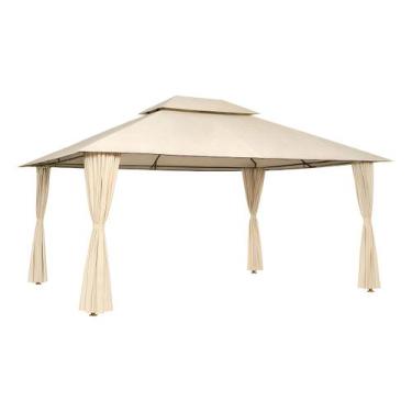 Imagem de Gazebo Em Aço Com Cortinas Em Poliéster 4x3m - Tenda Malibu Bege - Bra