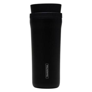 Imagem de Copo Térmico Aço Inox Tramontina Com Tampa Bocal 360º 460ml, Preto