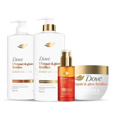 Imagem de Kit Dove Repair e Glow Shampoo Ferúlico 600ml + Condicionador 600ml + 