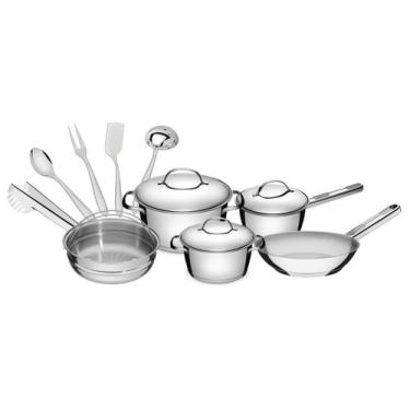 Imagem de Jogo de Panelas Tramontina Inox 10 Peças Allegra, Inox, 10 peças