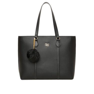 Imagem de Bolsa Feminina Rafitthy Tiracolo Grande Pompom Preto, Preto, Único