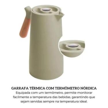 Imagem de Garrafa Térmica de Café 1000ml Plástico Cabo de Madeira e Termômetro D