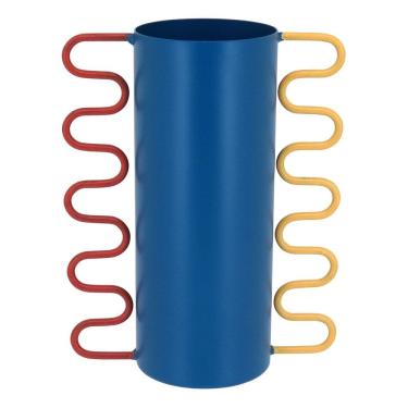 Imagem de VASO DECORATIVO ENFEITE PLANTA METAL 20x12x12cm AZUL