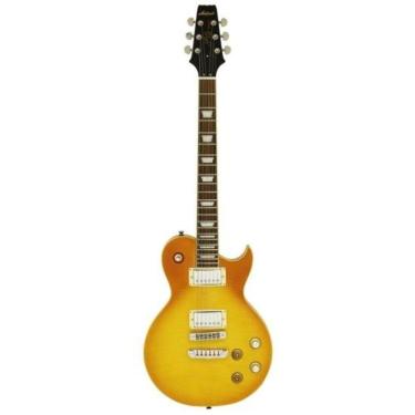 Imagem de Guitarra Elétrica Pro II PE-350PG com Corpo em Okoume e Topo em Bordo Flamejado Amarelo...