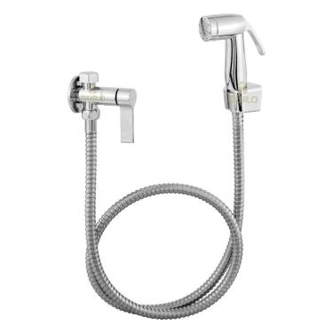 Imagem de Ducha Higiênica para Caixa Acoplada com 2 Saídas de Parede com Registro e Mangueira Flexível Prata OEM