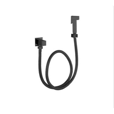 Imagem de Ducha Higiênica Square Luxo Quadrada 1-4 de Volta Instalação de Parede com Mangueira Flexível Preto OEM