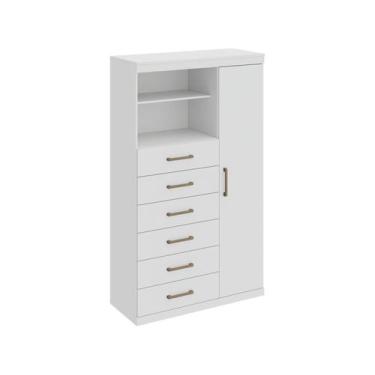 Imagem de Multi Comoda Maraba 1 Porta 6 Gavetas Branco Santos Andirá Branco, Bra
