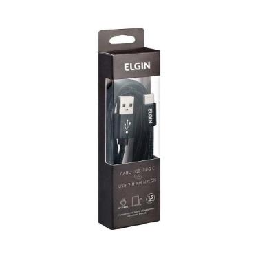 Imagem de Cabo USB Elgin Tipo C 1,5M Nylon Preto
