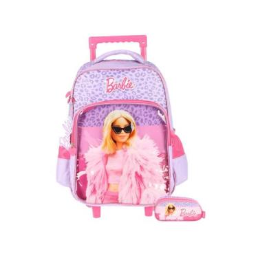 Imagem de Kit Escolar Barbie Mochila Rodinhas+Estojo Duplo - Luxcel, Lilás