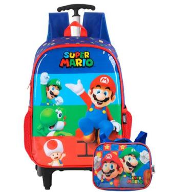 Imagem de Mochila Super Mario Bros Rodinhas E Lancheira Térmica Luxcel