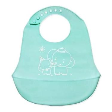Imagem de Babador Cata Migalhas em Silicone Reutilizável para Bebê - Verde Água 
