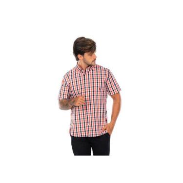 Imagem de Camisa Masculina Manga Curta Algodão Xadrez Medson, Laranja, P, Mascul