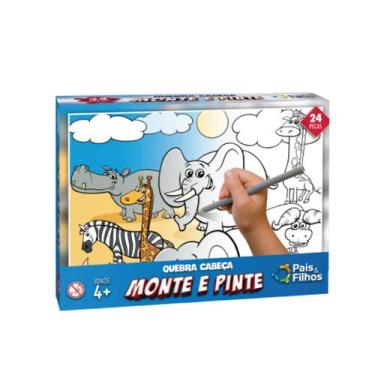 Imagem de Quebra-cabeça Monte E Pinte - 24 Peças - Animais Safari - P - Pais & F