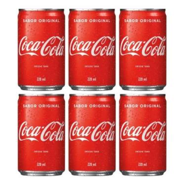 Imagem de Kit C/6 Refrigerante Coca-cola Original Lata 220ml