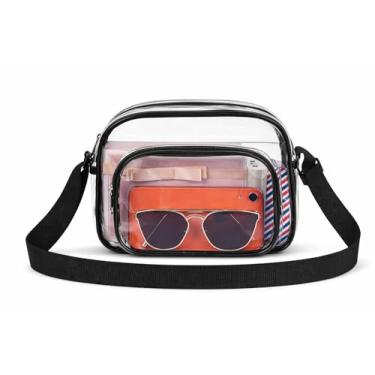 Imagem de Oraben Bolsa carteiro transparente aprovada para estádios, bolsa transparente transversal para trabalho, treino, esportes, Preto, Large