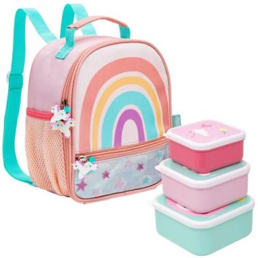 Imagem de Lancheira Térmica Arco-íris e 3 Potinhos Infantil Zoo Buba