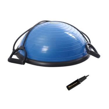 Imagem de Meia bola bosu Gold Sports Power com bomba e alças, Único, Azul claro,