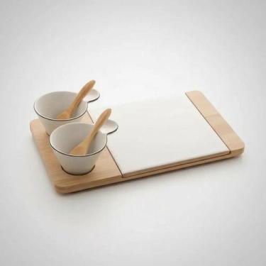 Imagem de Conjunto 5 Pçs Para Petiscos de Bambu Com Tábua 26x15cm Lyor - WOLFF