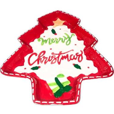 Imagem de Petisqueira Ceramica Arvore Natal Merry Christmas 26x22x3,5cm - Import