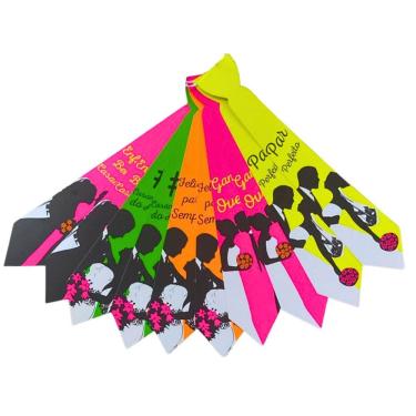 Imagem de Kit 10 Gravatas Neon Festa Chic para Casamento Carnaval e Folia Fantasia Tamanho Único