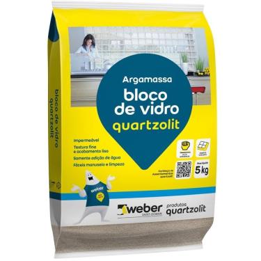 Imagem de Argamassa para Bloco de Vidro Weber Col Assentamento e Rejuntamento Interno e Externo 5KG Quartzolit