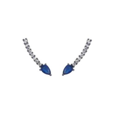 Imagem de Brinco Ear Cuff Gota Topázio Banhado a Ródio Negro - Joia Elegante - V