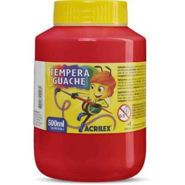 Imagem de Tinta Guache 500ML Vermelho Vivo Caixa com 06 Unidades - Acrilex