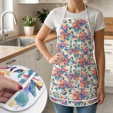 Imagem de 6 Avental de Cozinha Estampado Fácil de Limpar impermeável - Idealiza