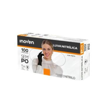 Imagem de Luva Nitrílica Preta Sem Pó Inoven 100 Unidades Descartável Resistente