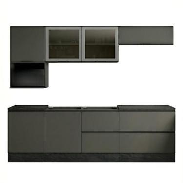 Imagem de Cozinha Modulada Etna 8 Volumes MDF-MDP 258CM Grafite Poliman - POLIMA