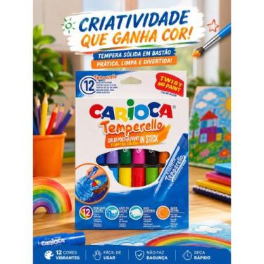 Imagem de Kit 12 Tinta Guache Bastão Cores Vibrantes Multicolor Escolar Pintura 