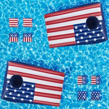 Imagem de Jogo de Cornhole Inflável para Piscina Hiboom 90x55x22 cm Bandeira dos