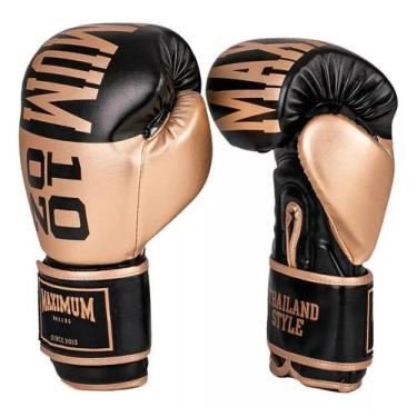Imagem de Luvas de Boxe Muay Thai MMA OZ Dourada e Preta Maximum, Dourado, Preto