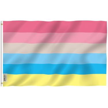Imagem de Anley Fly Breeze 3x5 Foot Genderflux Pride Flag - Cor viva e prova de desbotamento - Cabeçalho de tela e costura dupla - Genderflux Genderfluid LGBT Bandeiras de poliéster com ilhós de latão 3 X 5 pés