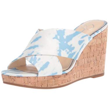 Imagem de Jessica Simpson Sandália feminina Seena Wedge, Branco brilhante, 7